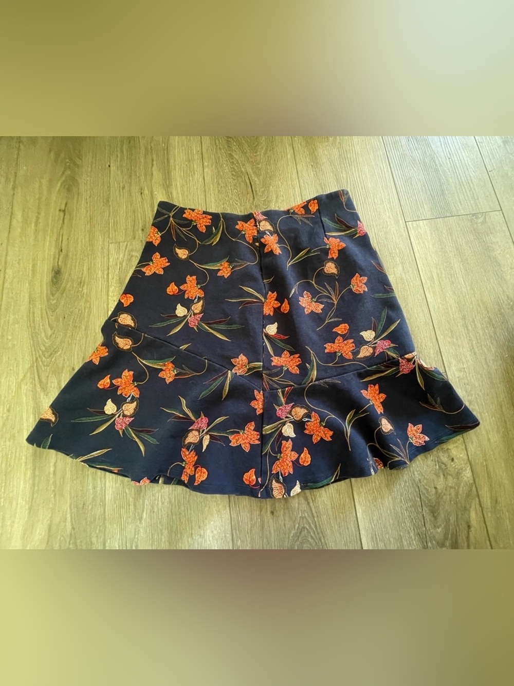 LOFT Navy Floral A-Line Skirt for Work Office School College